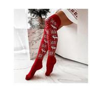 (Red)Women's Cable Knitted High Boot Socks Christmas Stockings Extra Long Winter Over Knee Stockings Leg Warmers