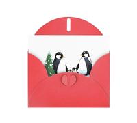 Red YYHWHJDE Penguins by the Pine Tree - Tarjeta de felicitación de 15,2 x 10,2 cm, diseño moderno y único para varias ocasiones