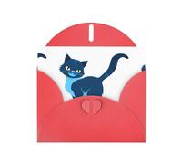 Red YYHWHJDE - Tarjeta de felicitación con diseño de gato azul moviendo su cola de 6 x 4 pulgadas, diseño moderno y único para varias ocasiones