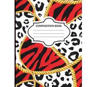 Red Zebra and Cheetah Print Notebook with Gold Chains -120 Lined Pages: Fierce animal print journal with bold cover and cheetah print pages inside