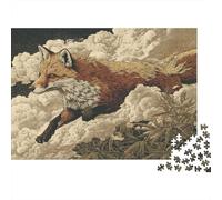 Red Zorro Running in The Mist of Bamboo Forest Rompecabezas para Adultos || De Diversión Familiar 1000pcs (75x50cm)