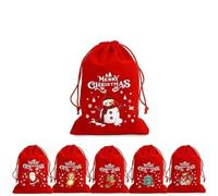 REDAEL 1/10PCS Bolsas de Terciopelo de Navidad Bolsa con Cordón Rojo Decoración de Fiesta Joyería Regalos de Navidad Bolsas de Embalaje de Meriendas de Dulces-XS- 9x12cm-10 PCS