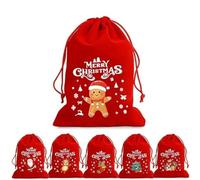 REDAEL 1/10PCS Bolsas de Terciopelo de Navidad Bolsa con Cordón Rojo Decoración de Fiesta Joyería Regalos de Navidad Bolsas de Embalaje de Meriendas de Dulces-M- 13x18cm-3 PCS
