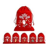 REDAEL 1/10PCS Bolsas de Terciopelo de Navidad Bolsa con Cordón Rojo Decoración de Fiesta Joyería Regalos de Navidad Bolsas de Embalaje de Meriendas de Dulces-S- 10x16cm-3 PCS