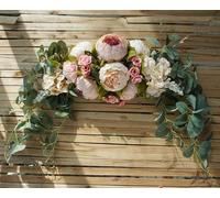 REDAEL Arreglo de pared de flores de boda de 75 cm, corona artificial para puerta, rosa, guirnalda de Navidad, arco de telón de fondo, decoración de flores falsas, longitud aproximada de 75 cm