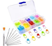 Redamancy 130 Marcadores Crochet, 10 Colores Marcadores Ganchillo, 9 Agujas de Coser con Ojal Drande, con Caja de Almacenamiento, Bloqueo Clip Puntada, Ideal para Proyectos de Bricolaje y Crochet