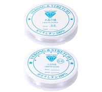 Redamancy 2 Rollos Hilo Elástico Transparente, Hilos para Hacer Pulseras, 0.6 mm 0.8 mm Hilo de Nailon Transparente, Nylon Bobina Elástica de Hilo para Cuentas Pulsera Collar Colgar Adornos