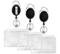 Redamancy 3 Pcs Porta Llaveros Retráctiles con 3 Pcs Funda Tarjeta Identificación, Retráctil de Carrete de Tarjeta y Clip de Cinturon, para el Personal de la Oficina de Estudiantes