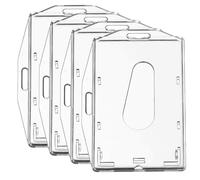 Redamancy 4 Pack Funda Tarjeta, Transparente Plástico Duro Badge Titulares, Protector de Tarjetas de Ranura para el Pulgar Protector de Credenciales para Trabajadores Médicos, Estudiantes y Policías