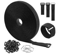 Redamancy 5m x 2cm Bridas Reutilizables con 30 Hebillas, Cinta Sujeta Cables, Cable Management, Bridas Negras para Organizador de Cables para Hogar y Oficina(Negro)