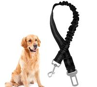 Redamancy Cinturon de seguridad ajustable para Coche, 1 Pack Arnes Universal de Nylon con Mosquetón, Cinturon para Todas Las Razas Perros y Gatos, Negro