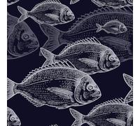 REDAMANCY Papel pintado abstracto de animales marinos azul marino oscuro, blanco, para despegar y pegar, papel de contacto, papel de pared vintage, fácil de despegar para mesita de noche, cajón,