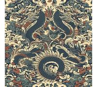 REDAMANCY Papel tapiz japon s despegable y adhesivo con dise o de damasco de drag n rojo/tinta oscura vintage, papel de contacto adhesivo, papel