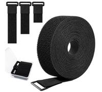 Redamancy Sujetacables Reutilizables con Hebillas, Bridas Reutilizables, Bridas Negras Ajustables para Gestión y Organizador de Cables, Cortable a Medida, Negro (5M*5CM)