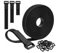 Redamancy Sujetacables Reutilizables con Hebillas, Bridas Reutilizables, Bridas Negras Ajustables para Gestión y Organizador de Cables, Cortable a Medida, Negro (5M*2CM)