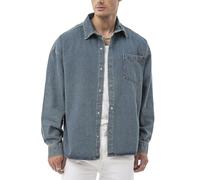 Redbridge by Spruce - Camiseta vaquera ancha con botones de presión y bolsillo en el pecho - Chaqueta de manga larga con corte ancho para ocio y ropa de calle
