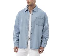 Redbridge by Spruce - Sobrecamisa Vaquera Oversize - Camisa vaquera ancha con botones de presión y bolsillo en el pecho - Chaqueta-camisa de manga larga con corte oversized para tiempo libre y