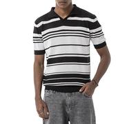 Redbridge by Tarz Cool - Polo de punto fino con cuello clásico - Camiseta de manga corta con patrón estructural, negro/blanco, S