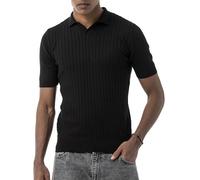 Redbridge by Tarz Cool - Polo de punto fino con patrón texturizado, manga corta, corte ajustado, elegante look casual, Negro , S