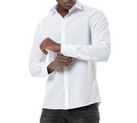 Redbridge Camisa premium clásica básica casual elegante algodón puro, Blanco, XXXL