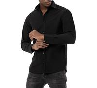 Redbridge Camisa premium clásica básica casual elegante algodón puro, Negro , L