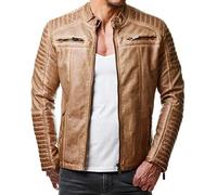 Redbridge - Chaqueta de entretiempo para hombre, piel auténtica, piel sintética, algodón, con zonas acolchadas Piel sintética Camel. XXXL