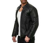Redbridge Chaqueta de Hombres Cuero Sintético Moda Casual Negro