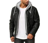 Redbridge Chaqueta de imitación de cuero para hombre con capucha Negro-Gris 3XL