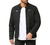 Redbridge Chaqueta de motorista resistente con cremallera y cuello alto, chaqueta informal de entretiempo, Negro , 4XL