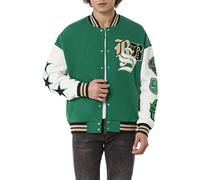 Redbridge Chaqueta universitaria unisex de estilo retro elegante con bordados para ocio y ropa de calle, Verde - Blanco, XL
