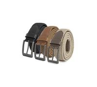 Redbridge Cinturón elástico trenzado con cierre de metal - Cinturón de tela flexible en juego de 3, Negro/Marrón/Beige, 100 cm
