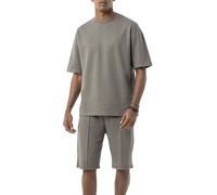 Redbridge Conjunto de verano para hombre - Dos piezas con camiseta y pantalones cortos de gran tamaño - look minimalista de vacaciones, caqui, S