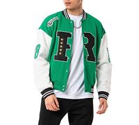 Redbridge Elegante chaqueta universitaria de aspecto retro, chaqueta deportiva Varsity para ocio y ropa de calle, Verde - Crudo, L