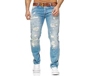 Redbridge Jeans - Pantalones vaqueros de corte regular con aspecto desgastado con rasgaduras - Vaqueros de 5 bolsillos para ocio, ropa de calle y uso diario, 30W / 30L