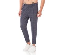 Redbridge Pantalones de chándal para hombre, estilo chino, pantalones para el tiempo libre, a cuadros, Azul Marino Gris, L
