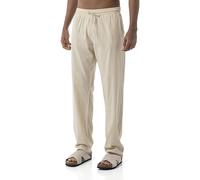 Redbridge Pantalones de verano - Pantalones de ocio ligeros con cintura elástica y cordón - Pantalones de playa transpirables de algodón para vacaciones y uso diario, beige, XL