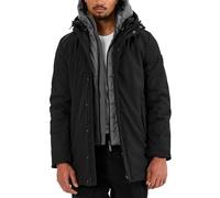 Redbridge Parka de invierno para hombre con chaqueta interior extraíble, capucha y cremallera. Chaqueta de invierno acolchada de ajuste regular, Negro , L