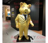 REDBROKOLY Mascot Disfraz de mascota Gold Sow vestido con una chaqueta de traje y almohadillas para los pies