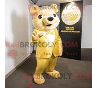 REDBROKOLY Mascot Disfraz de mascota Gold Sow vestido con una chaqueta de traje y almohadillas para los pies