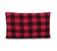 REDCAMP Almohada pequeña de Camping Ligera y comprimible, 1 Almohada de Viaje de Franela con Funda de Almohada extraíble (Cuadros Rojos y Negros)