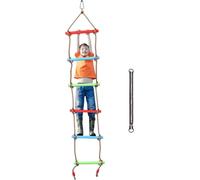 REDCAMP Escalera de cuerda para niños al aire libre, 2 m, estructura de escalada con seis peldaños de plástico, cuerda de escalada larga para juego de jardín, casa de árbol, hasta aprox. 150 kg