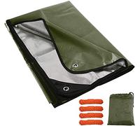 REDCAMP Manta de emergencia resistente para supervivencia, manta térmica gruesa reutilizable de 7 x 5 pies y lona impermeable con cuerdas tensoras, bolsa de rescate reflectante para acampar al aire