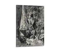 REDCHAMBER Póster de Don Quijote en su biblioteca Gustav Dore, póster de arte de pared, póster de pintura en lienzo, obras de arte estéticas para habitación, 20 x 30 cm