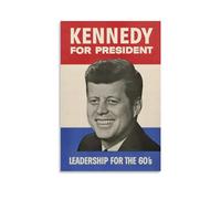 REDCHAMBER Póster de personajes JFK del político estadounidense John F. Kennedy, con sus iniciales JFK, póster artístico para decoración del hogar, lienzo de pintura, pósteres, 20 x 30 cm
