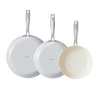 Redchef Juego de sartenes de cerámica, sartenes de cerámica antiadherentes para cocinar, juego de sartenes de 8, 9.5 y 11 pulgadas, sin PFAS y PTFE y PFOA con mango de acero inoxidable, apto para
