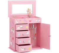 Redcoutt Caja de Joyas para Niñas - Caja de Música Infantil de Princesa y Sirena con Cajones, Regalos de Cuento de Hadas para Cumpleaños de Niñas, Cajas de Joyas de para Edades de 3 a 12 Años (Rosa)