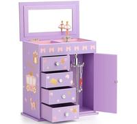 Redcoutt Caja de Joyas para Niñas - Caja de Música Infantil de Princesa y Sirena con Cajones, Regalos de Cuento de Hadas para Cumpleaños de Niñas, Cajas de Joyas de para Edades de 3 a 12 Años
