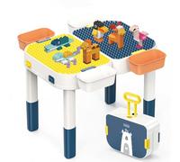 RedCrab Juego de Mesa Actividades para Niños, 2 en1 Mesa Infantil Multifuncional Mesa de Bloques de Construcción, Juegos de Construcción para Niños - Convertible en Equipaje con Ruedas