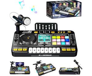 RedCrab Mezclador DJ para niños, Tocadiscos Mezclador para niños con más de 100 Efectos de Sonido, Teclado Musical Interactivo, Set DJ Musical Educativo para niñas y niñas (Negro)