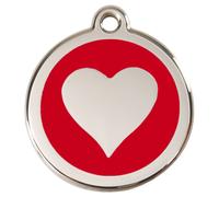 RedDingo Marca Gato Corazón Rojo, Personalisierbar, S, Grabado, 20mm, Acero Inox